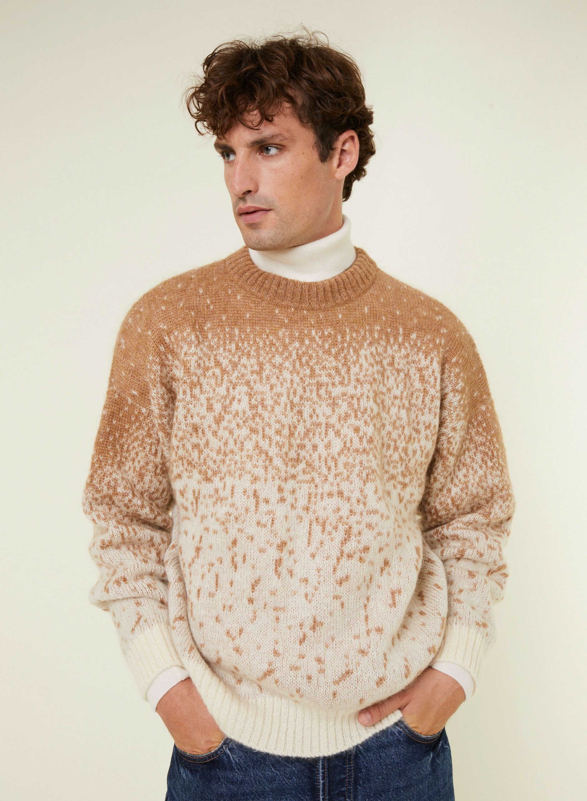 Homme Montagut  | Pull Col Rond Bicolore En Mohair - Figaro